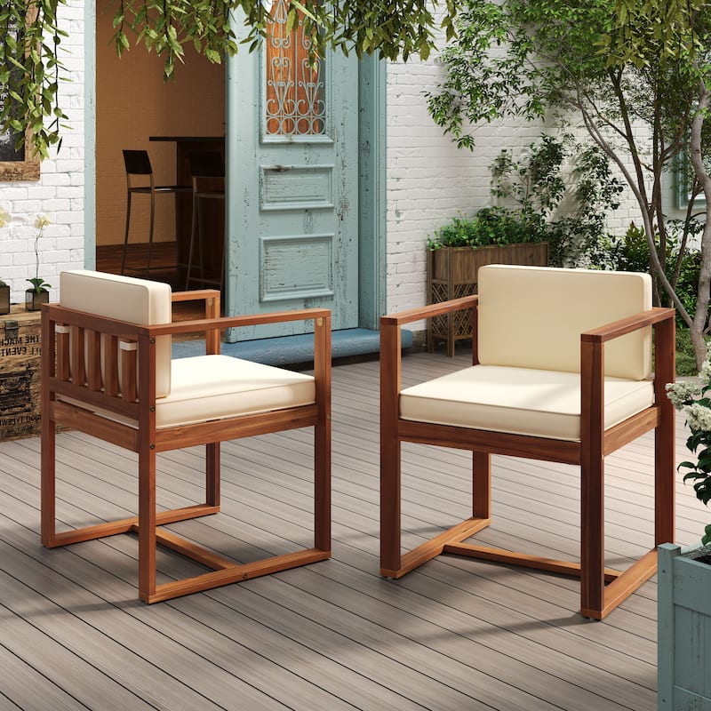 Kaysn Outdoor Acacia Wood Dining Chair (Set of 2) by Christopher Knight Home