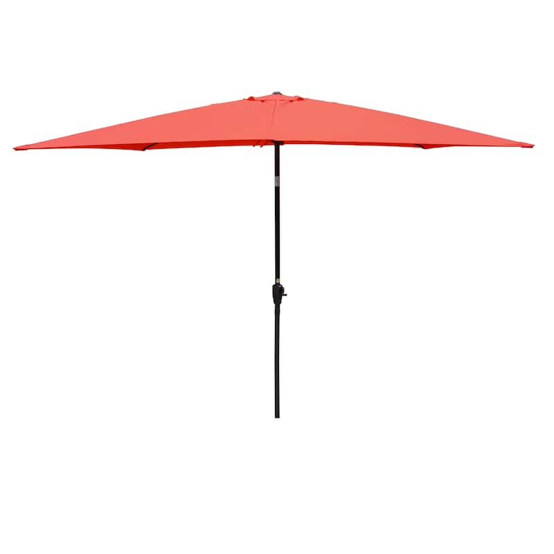 6x9ft Patio Umbrella Outdoor Waterproof Umbrella with Crank and Push Button Tilt without flap for Garden Backyard Pool Market