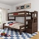 preview thumbnail 1 of 26, Max and Lily Modern Farmhouse Twin XL Over Queen Bunk Bed With Staircase Barnwood Brown