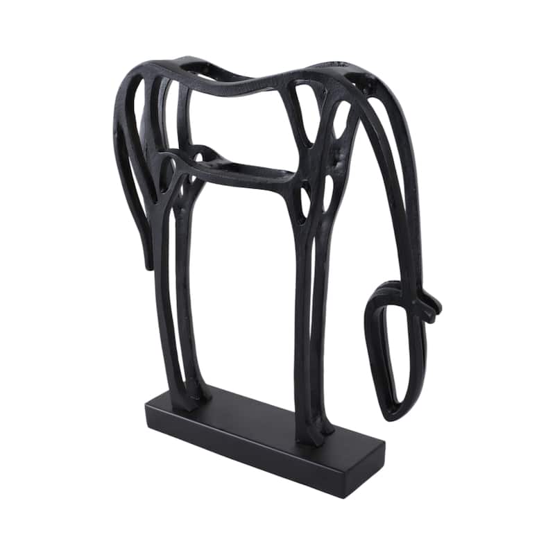 Metal Openwork Abstract Cut-out Horse Sculpture On Base - 15" Black - 13" x 3" x 15"