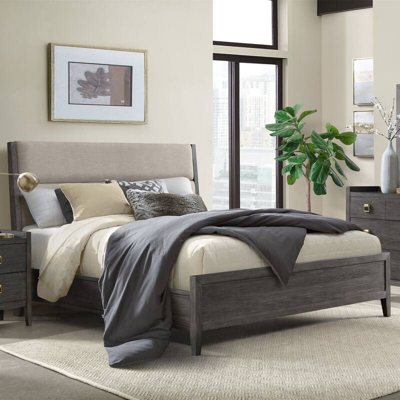 Portia Complete Upholstered Bed, Brushed Brindle - King