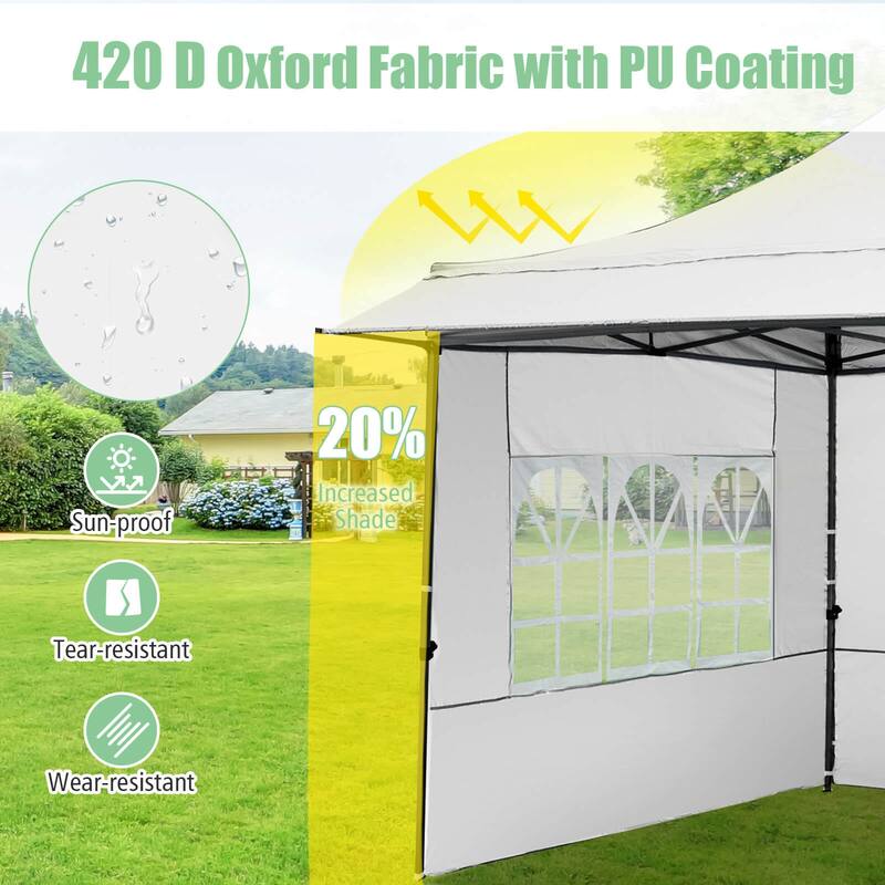 Costway 10 x 10 FT Pop up Canopy Tent with Sidewalls & Awning, Wheeled - See Details