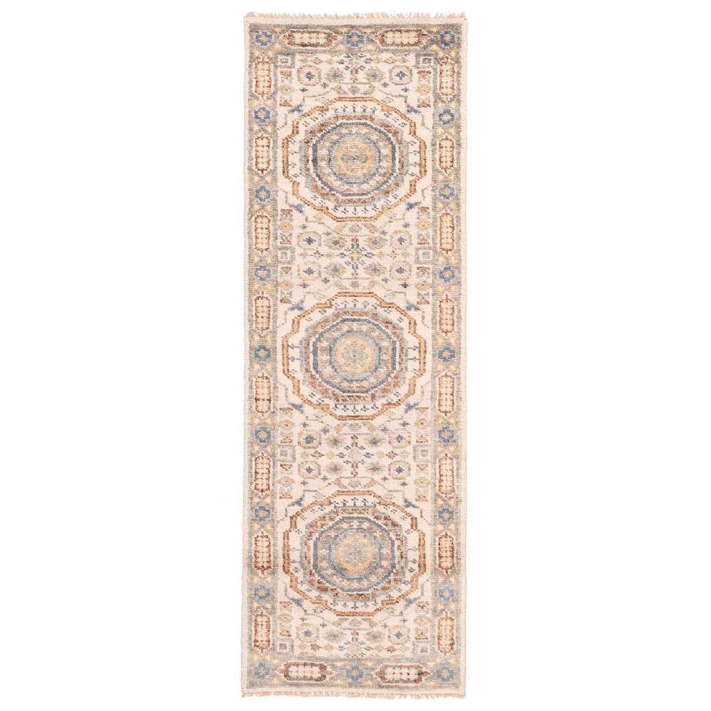 ECARPETGALLERY Hand-knotted Mamluk Cream Wool Rug - 2'7 x 7'11