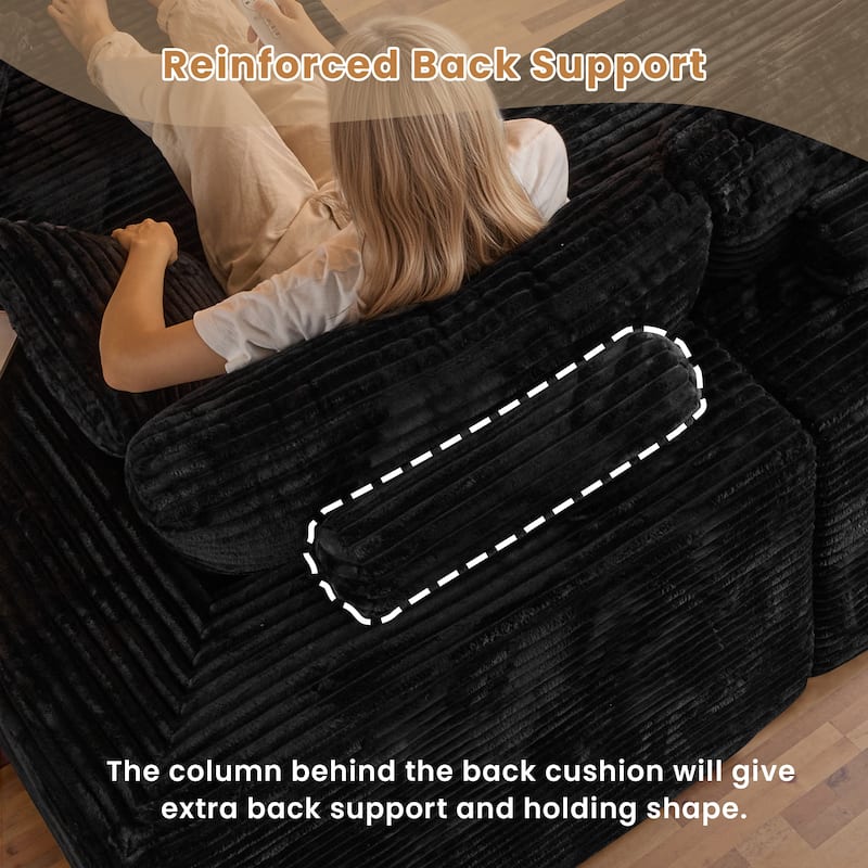 HOOOWOOO Modular Plush Upholstery L-shaped Sofa with Chaise Lounge