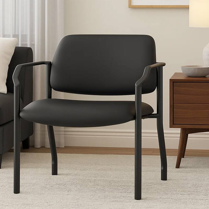 Theo XL Wide Guest Chair, 500 lbs, Black Antimicrobial Vinyl