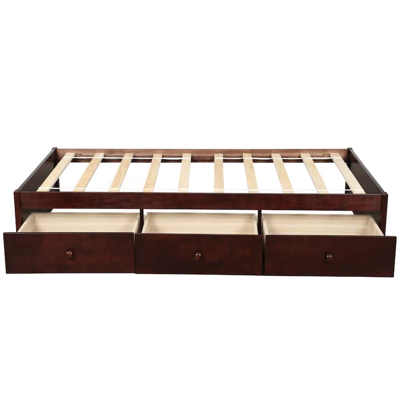 Nestfair Twin Size Platform Storage Bed with 3-Drawers