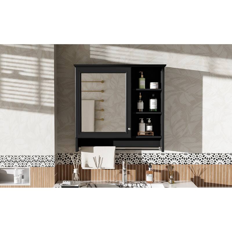 Roomfitters 30 Inch Wall Mount 2-in-1 Mirror Cabinet, Storage Organizer with Adjustable Shelf & Soft Close Hinges