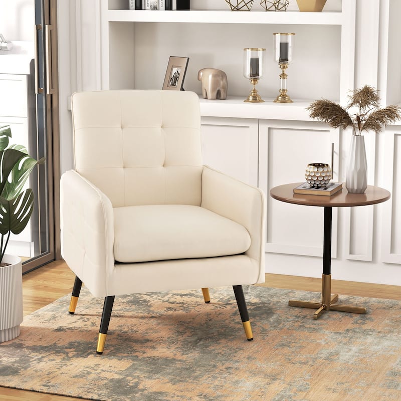 Linen Fabric Accent Chair with Removable Seat Cushion - 28.5" x 25.5" x 35.5"