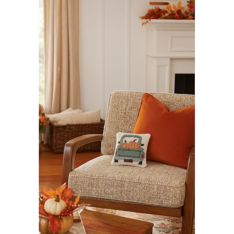 Pumpkin Hooked Petite 8" x 12" Pillow