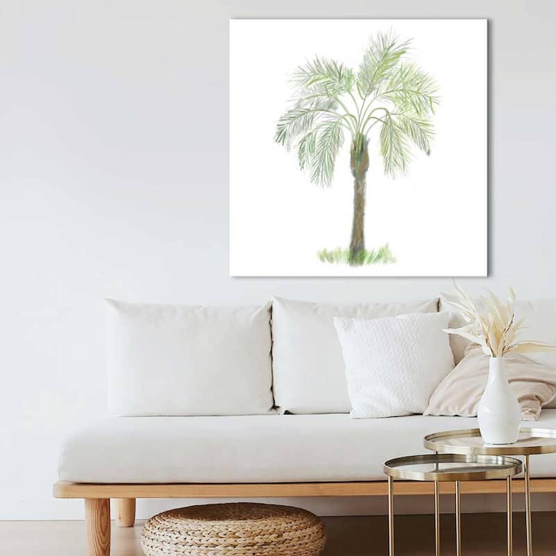 "Palm Tree on White II" Print on Canvas
