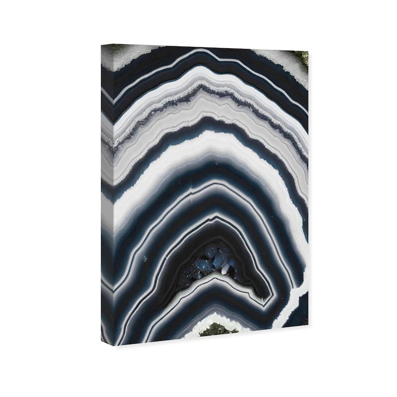 Wynwood Studio Canvas Abstract Marbled Geode Glassed Black and Light Gray Modern & Contemporary Wall Art Canvas Print