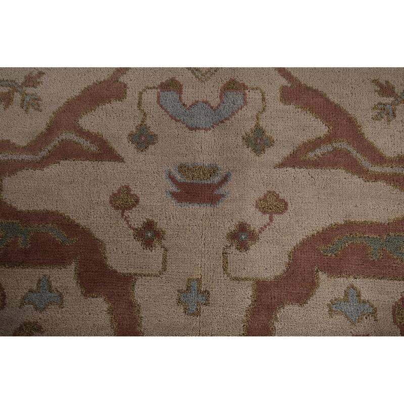 Earth Tone Oushak Indian Area Rug Handmade Oriental Wool Carpet - 7'11"x 10'0"