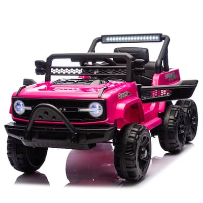 12V Kids Ride On 6-Wheel Electric Truck Car with Parents Control, 4 Motors, LED Lights, Music & Bluetooth, USB, MP3