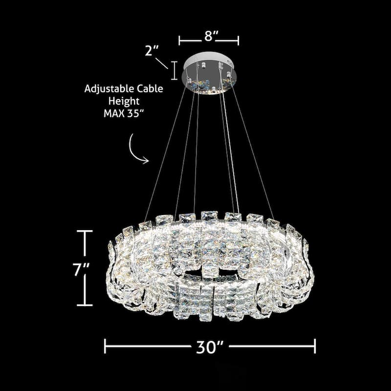 Luxury Crystal 30" LED Chandelier Modern Round