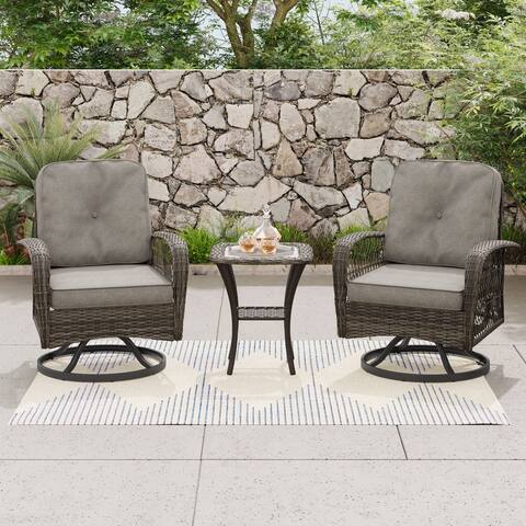 Corvus Livorno Outdoor 3-piece Steel Wicker Swivel Chat Set