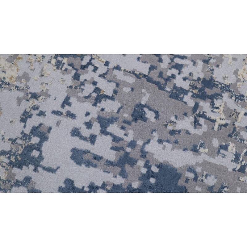 Modern Abstract Dakota Light Gray Blue Rug