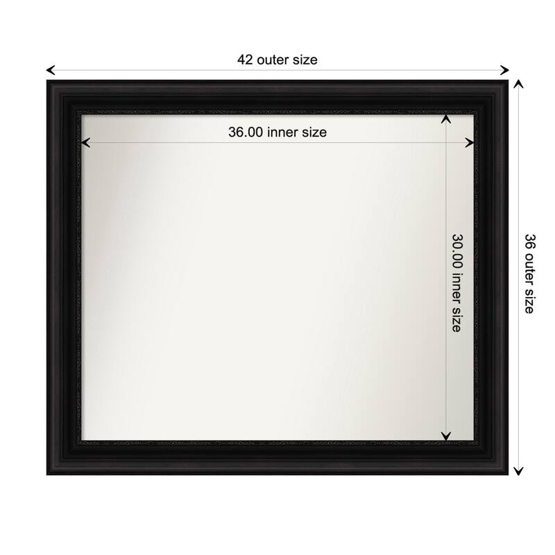 Parlor Black Framed Non-Beveled Custom Wall Mirror, Bathroom Vanity Mirror - Outer Size: 41.75 x 35.75