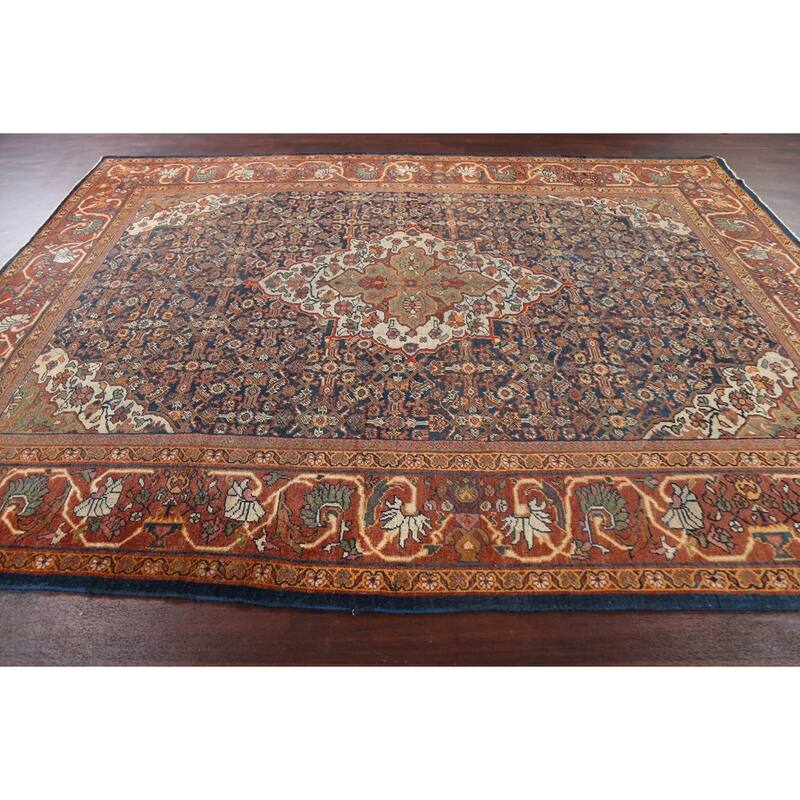 Pre-1900 Vegetable Dye Mahal Persian Area Rug Hand-knotted Wool Carpet - 8'10" x 11'8"