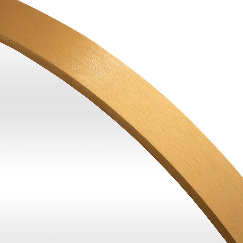 Wall Round Mirror 30'' Modern Brushed Metal Frame Wall-Mounted