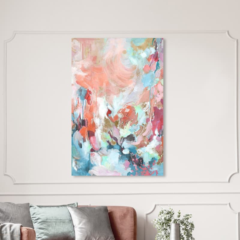 Wynwood Studio Abstract Paradise View Pink and Light Pink Glam Wall Art Canvas Print - 54 x 36