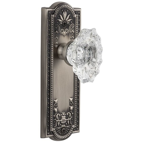Grandeur PARBIA_PSG_238 Parthenon Solid Brass Rose Passage Door Knob Set with Biarritz Crystal Knob and 2-3/8" Backset
