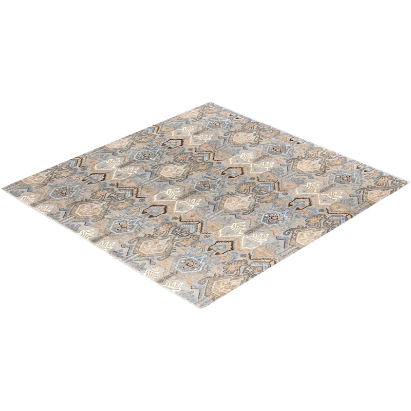 Ikat One-of-a-Kind Hand-Knotted Area Rug, Beige - 8' 1" x 8' 4"