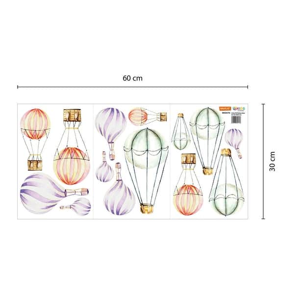 dimension image slide 0 of 2, Walplus Colorful Watercolor Hot Air Balloon Wall Sticker Nursery Decor