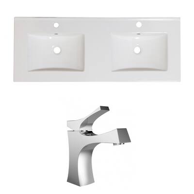 American Imaginations 59-in. W 1 Hole Ceramic Top Set In White Color