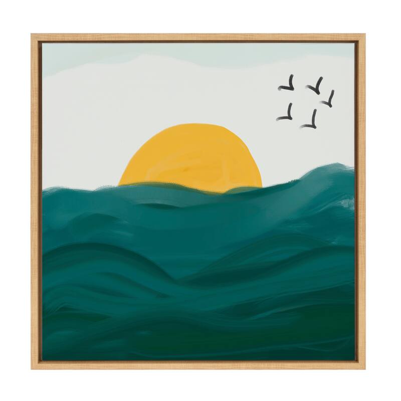 Kate and Laurel Sylvie Horizon Framed Canvas by Oris Eddu - 22x22 - Plastic - Natural