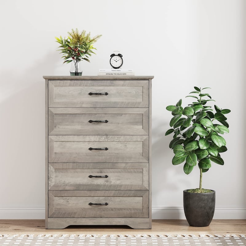 5/6 Drawer Dresser, Modern Wood Storage Chest Organizer for Clothes, Bedroom