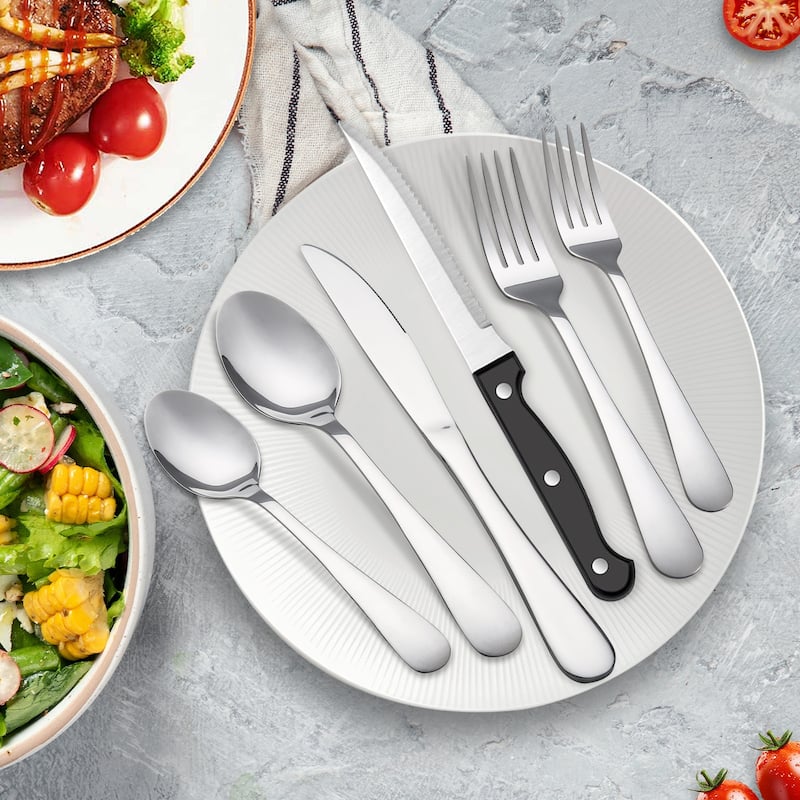 48 Pieces Flatware Set With Steak Knives Stainless Steel Service For 8