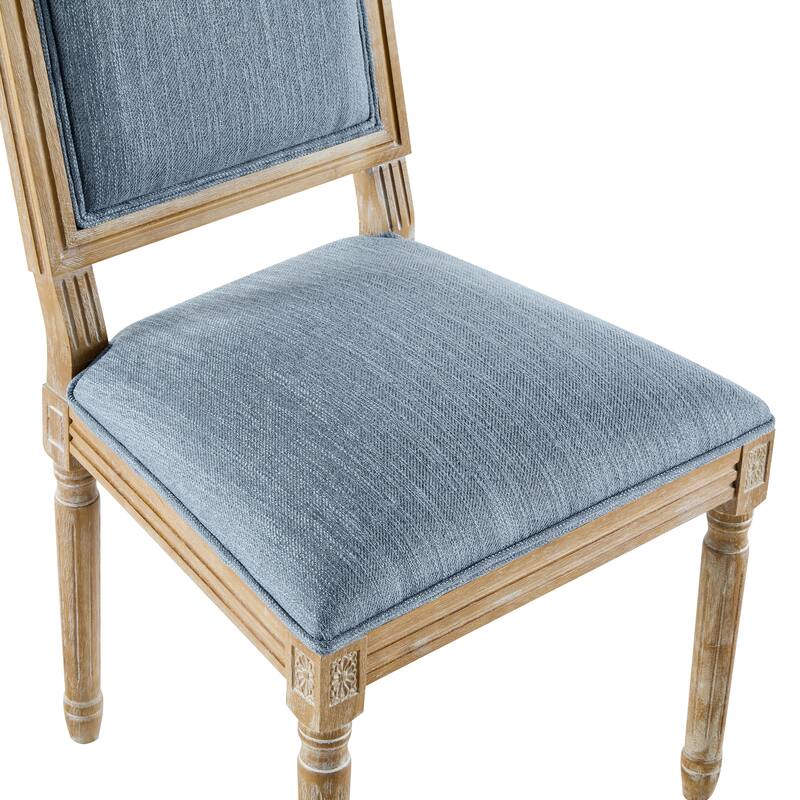 [Set of 2] French Country Dining Chairs - Elegant Cane Backrest & Upholstered Seats with Fluted Legs- Solid Rubberwood Frame