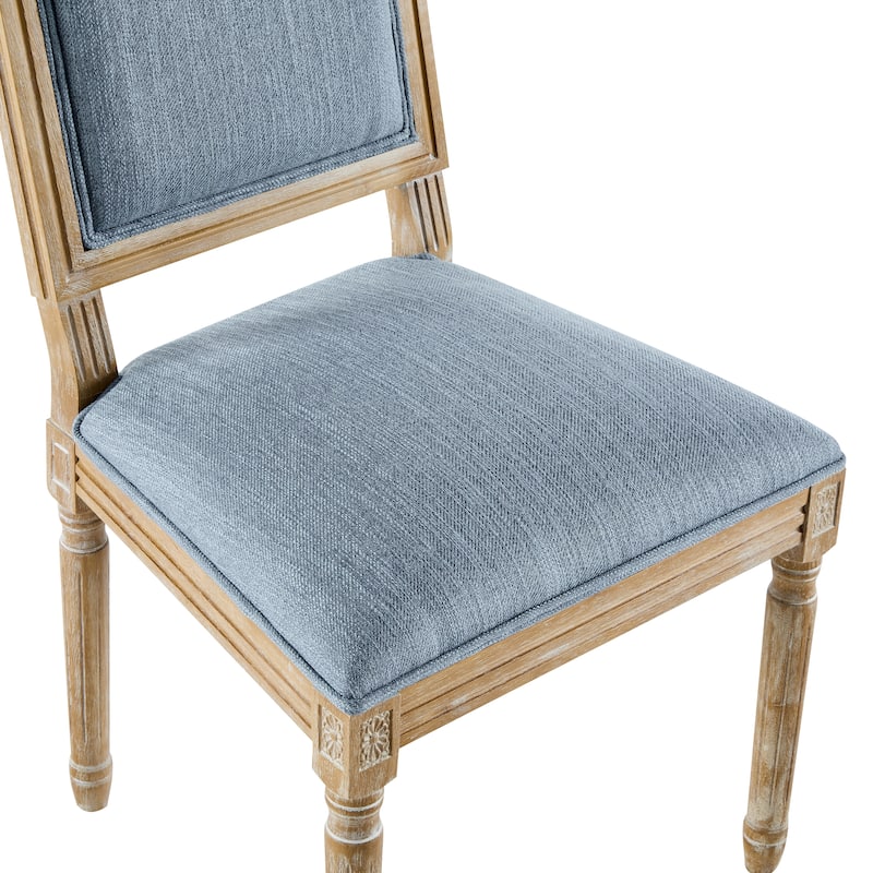[Set of 4] French Country Dining Chairs - Elegant Cane Backrest & Upholstered Seats with Fluted Legs- Solid Rubberwood Frame
