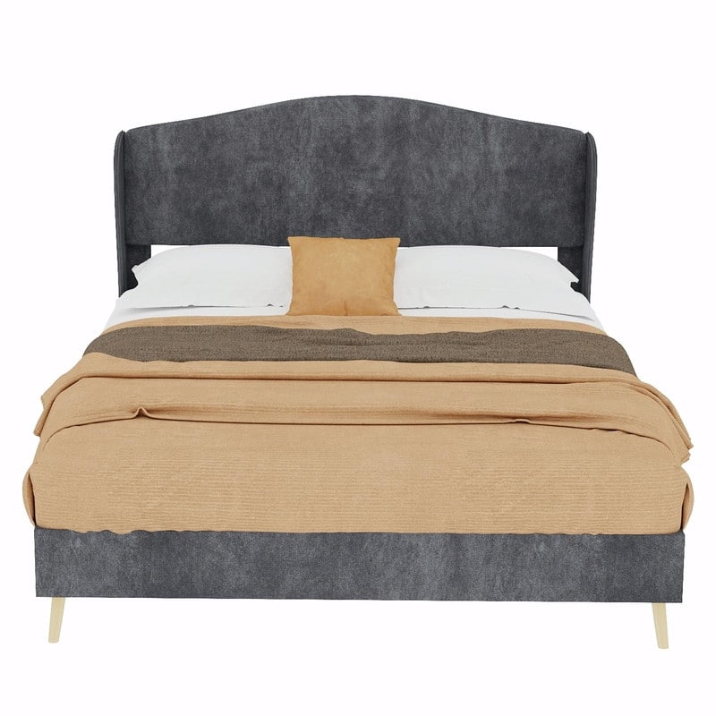 Upholstered Platform Bed with Tufted Headboard, Sturdy Noise-Free Design, Modern Bedroom Bed Frame