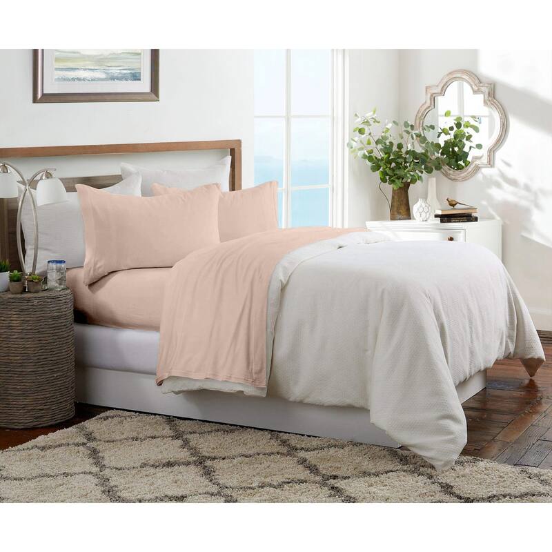 Brooklyn Flat Jersey Knit Bed Sheet Set - Twin - Peach Blush