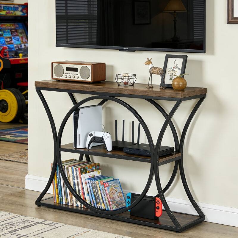 3-Tier Industrial Console Table with Storage, 41.33"W