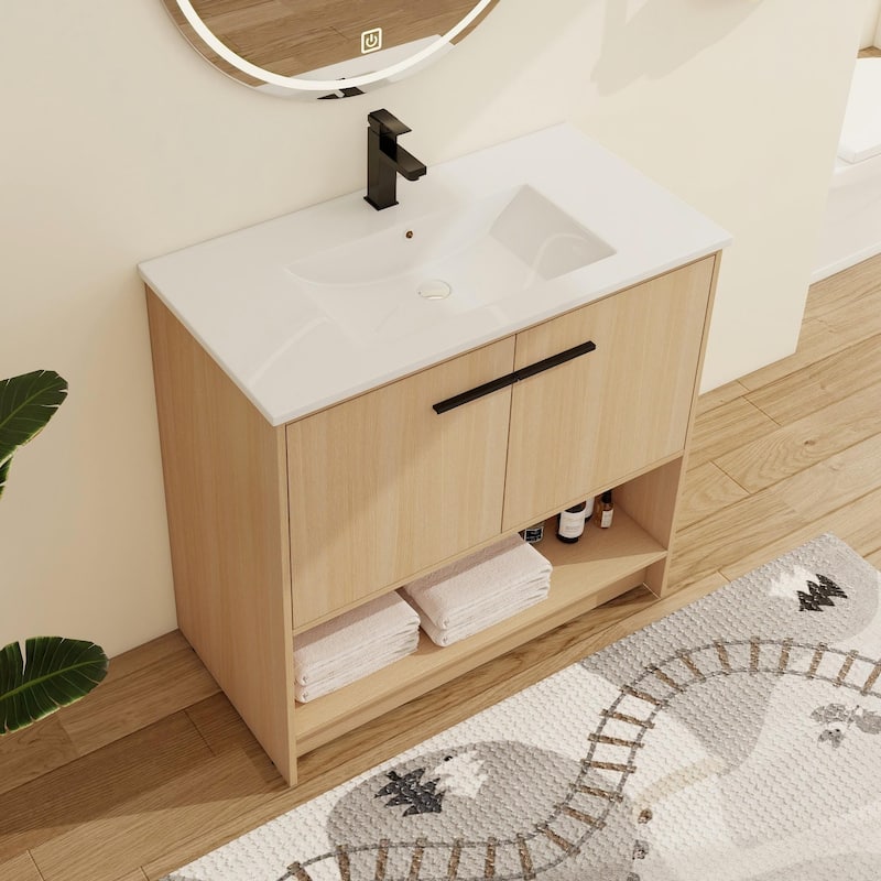 Malwee 30"/36" FreeStanding Bathroom Vanity, Floor Stand Bathroom Vanity with Sink and Soft Close Door