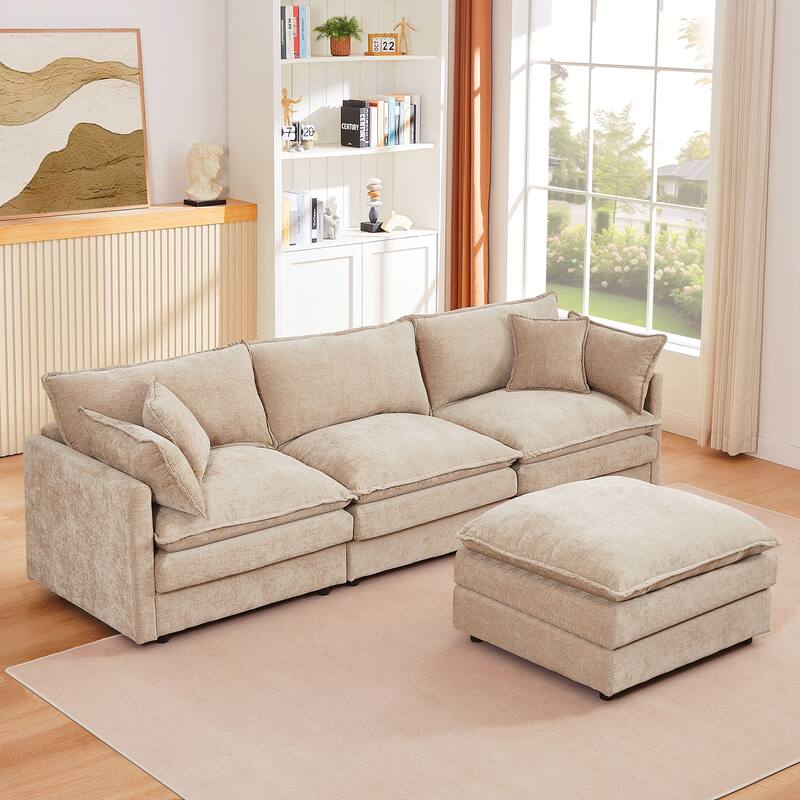 Modular Sectional Sofa, 102 Inch L Shaped Couch Set for Living Room - Coffee