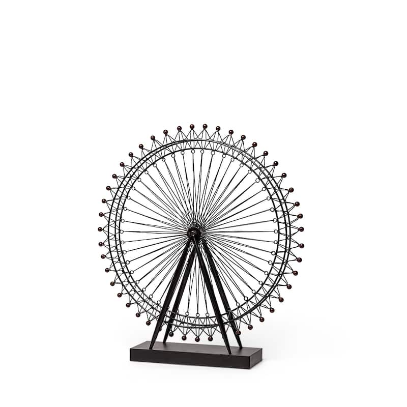Black Metal London Eye Sculpture - 25"W x 3"D x 27"H - 25"W x 3"D x 27"H - Black