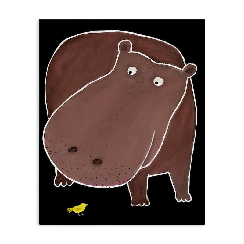 Stupell Hippo & Bird on Black Canvas Wall Art Design By Carla Daly - 30 x 40