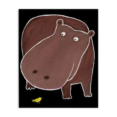 Stupell Hippo & Bird on Black Canvas Wall Art Design By Carla Daly