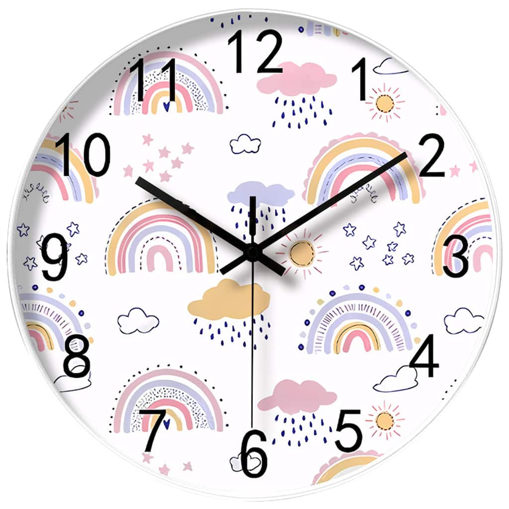Silent Wall Clock, Non Ticking, Battery-Powered, Ideal for Teaching Time and Stylish Decor in Room, Classroom, School 12 Inch