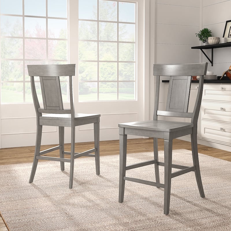 Ronda Panel Back Wood Counter Height Chairs (Set of 2)