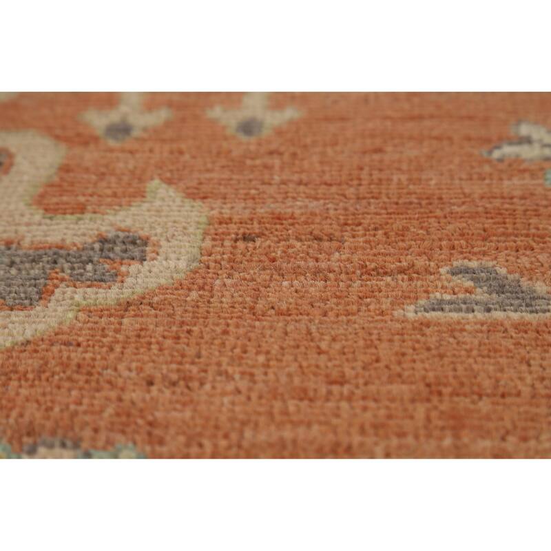 Hand Knotted Oriental 100% Wool Carpet Transitional Medallion Oranges & Rust Oushak Area Rug - 10' 1'' X 8' 5''