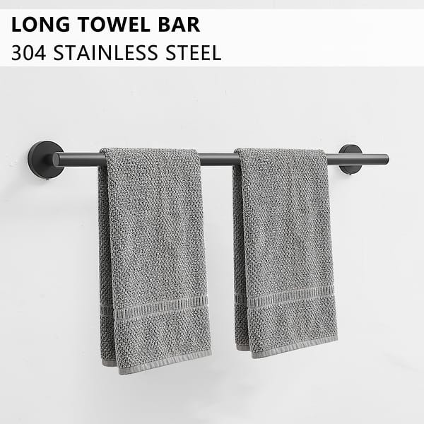 26-Inch Black Towel Bar – Stainless Steel Wall Mount, Matte Finish, Easy Install Hardware Included For Bathroom, Kitchen, Or Porch
