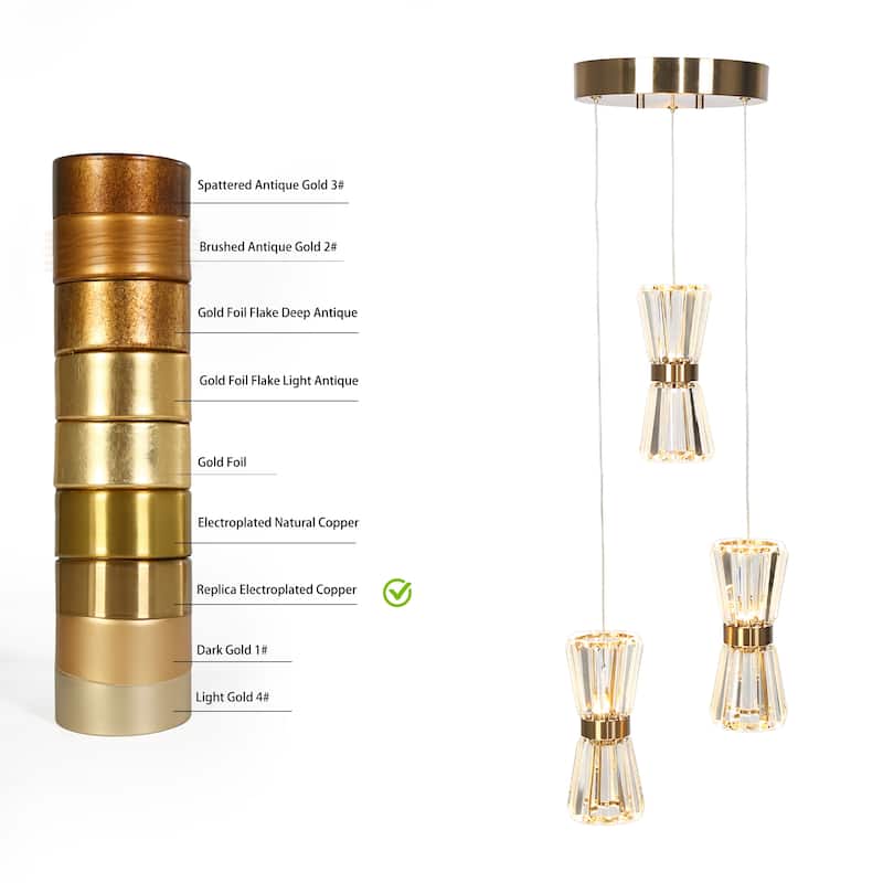 Modern 3-Light LED Cluster Chandelier Island Pendent Lights for Kitchen Island - Dia. 11.8" x H 7.8"