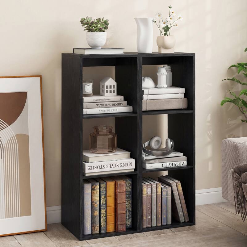 Gymax 3-Cube Open Back Bookcase Set of 2 w/ Anti-tip Kit Modern Style