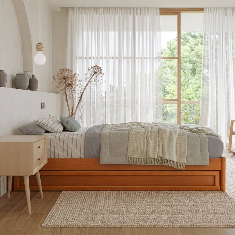Barcelona Panel Platform Bed with Twin XL Trundle