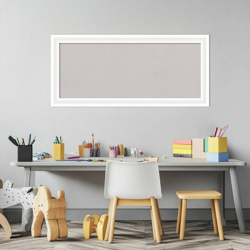 Oliver White Narrow Wood Framed Cork Board - Bulletin Board, Organization Board, Pin Board