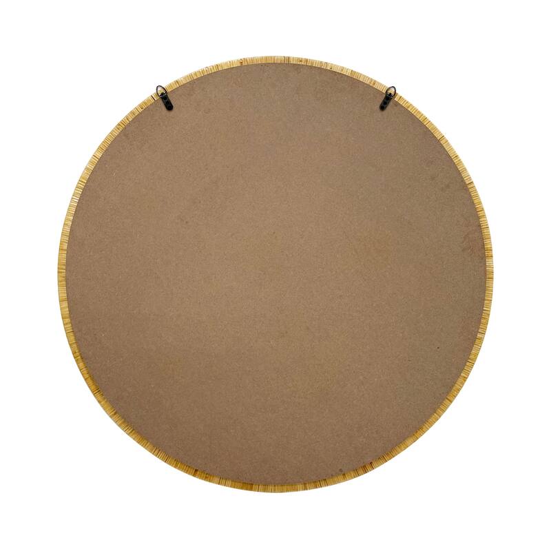 36" Dia Natural Rattan Round Wall Mirror